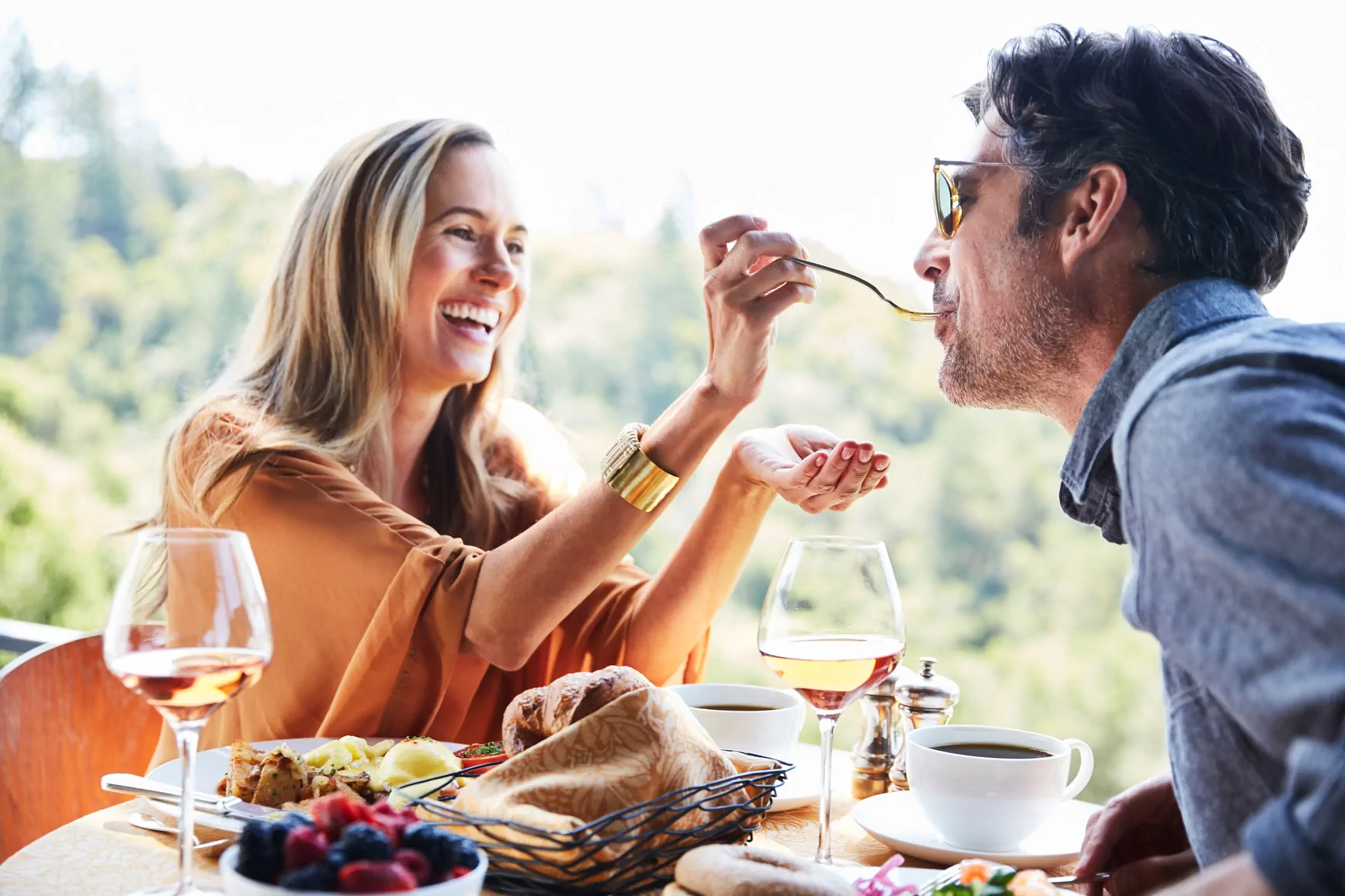 Happy couple dining