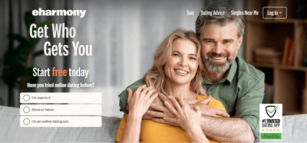 While not an exclusive dating app for seniors, eHarmony is popular choice among older people searching for new relationships.